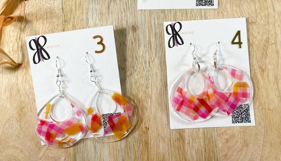 Handmade Flower Resin Earrings Handmade Fabric Resin Earrings