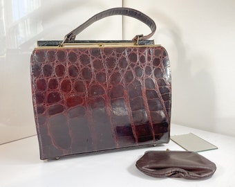 Vintage Alligator Gestell Tasche