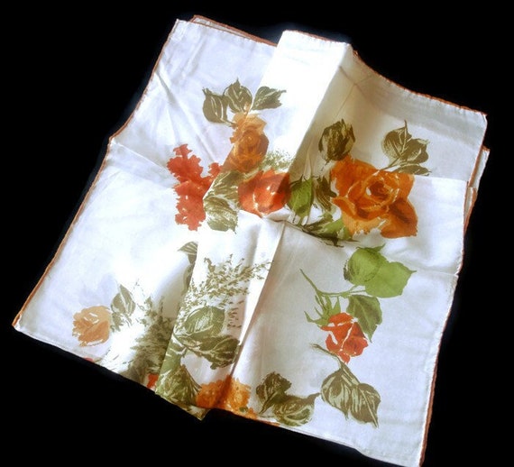 Vintage Floral Roses Sapphire Crepe Womens Scarf … - image 2