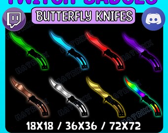 Insignias de suscripción o bit de Butterfly Knife / Insignias de Stream Knife / Insignias de suscripción o bit de Twitch/Kick/Youtube/Discord