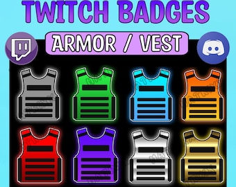 Armor Vest Sub/Bit Badges / Twitch/Kick/Youtube/Discord Stream Badges