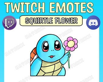 Flor de squirtle / Squirtle lindo / Pokemon Squirtle Emote / Twitch/Kick/Discord Emote