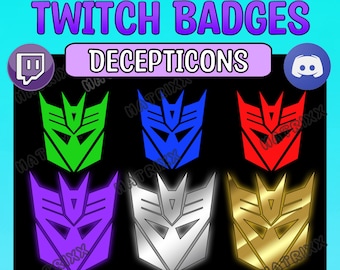Insignias de Sub/Bit de Decepticons / Insignias de Twitch/Kick/Youtube/Discord de Transformers