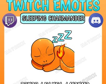 Emote de Charmander durmiente / Emote de Pokémon / Twitch/Kick/Youtube/Discord emote