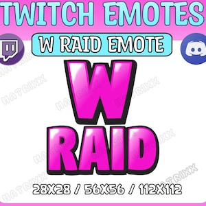 W Raid Emote Pink | Stream emote | Twitch/Kick/Youtube/Discord Emotes