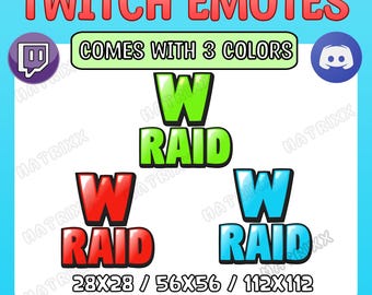 Paquete de gestos de incursión W / Disponible en 3 colores / Gestos de transmisión / Gestos de Twitch / Kick / YouTube / Discord