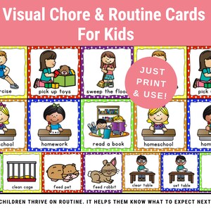 Visual Chore & Routine Cards For Kids | Chore cards for toddlers | Routine Cards for Preschoolers