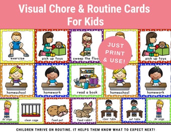 Visual Chore & Routine Cards For Kids | Chore cards for toddlers | Routine Cards for Preschoolers