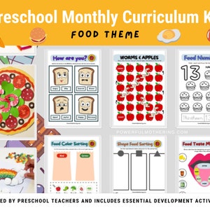 Preschool Monthly Curriculum FOOD Theme | Preschool Printable | Homeschool Printable | Preschool Worksheets | Preschool Activities