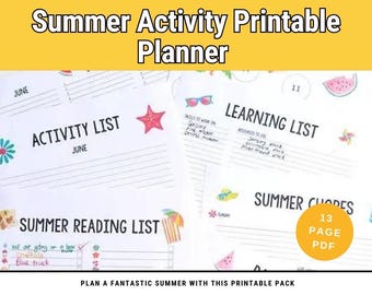 Planificateur d'activités d'été à imprimer pour enfants Planifiez et organisez votre été PDF à télécharger 13 pages