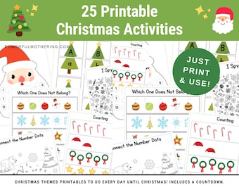 25 Printable Christmas Activities For Kids | Toddler Worksheets | Preschool Activities | Learning Worksheets