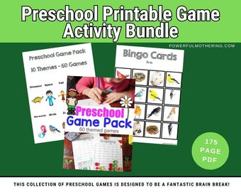 Preschool Printable Busy Book Game Activity Bundle, Bingo, Memory Match, I Spy, Puzzles 60 Fun Activities PDF Download