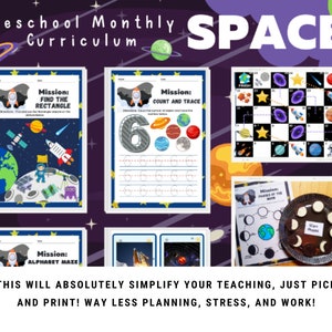 Preschool Monthly Curriculum Kit
Space Theme | Toddler Printable Worksheets