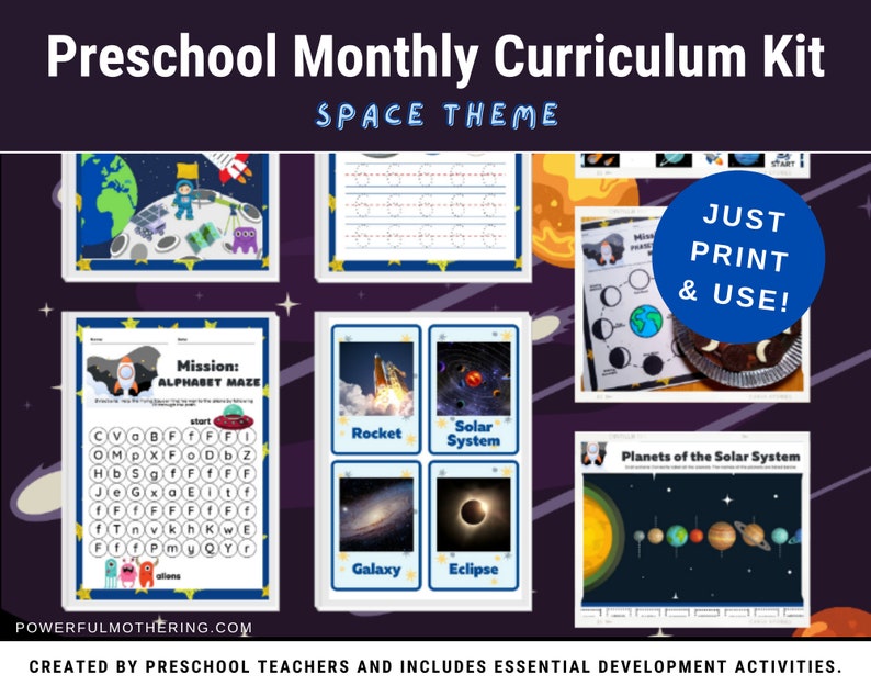 Preschool Monthly Curriculum Kit
Space Theme | Toddler Printable Worksheets