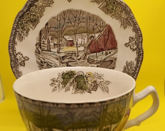 Johnson Bros Friendly Village "Covered Bridge" Cup and Saucer Set