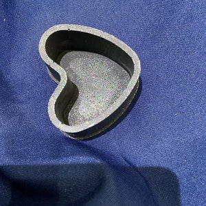 Jesmonite black and glitter sparkly heart shaped trinket tray
