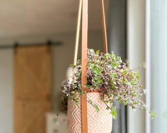 Leather Plant Hanger • For Small to Medium Size Plant Pots • USA Handmade