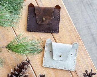 Bear Leather Wallet // Coin Purse and Card Case // Hand-stitched // Proudly Handmade in the USA
