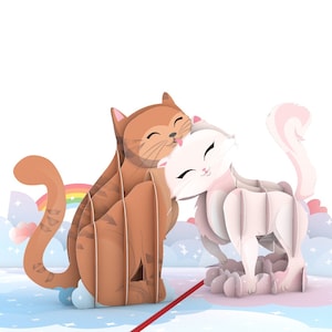 Carte Pop Up 3D Saint Valentin Chats Amour Carte Cartes de Voeux 15 x 20 cm