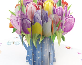 Tulip Vase and Butterflies Gift Card Greeting Cards 15 x 20 cm