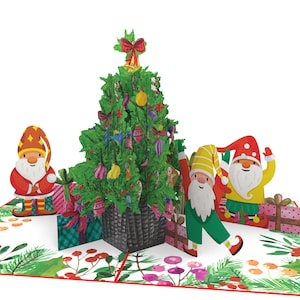Pop Up Card 3D Bunter Weihnachtsbaum Karte Gruß 15x20 cm