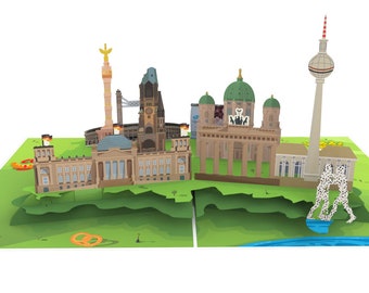 City Berlin Wall West-East Gift Pop Up Card Greeting Cards 15 x 20 cm
