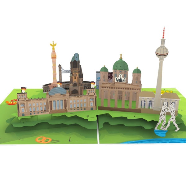 Stadt Berlin Mauer West-Ost Geschenk Pop Up Karte Grußkarten 15x20 cm