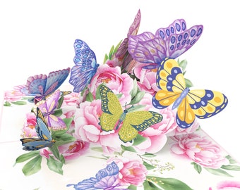 Всплывающая открытка 3D Весенняя карта бабочки Приветствие 15 x 20 см