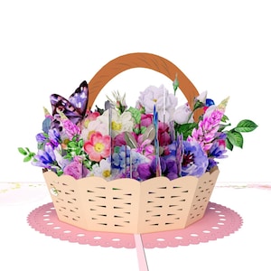 Flower Basket Flowers Gift Pop-Up Card