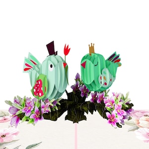 Pop Up Card 3D Valentinsgruß Vogel Paar Liebe Karte Gruß 15x20 cm