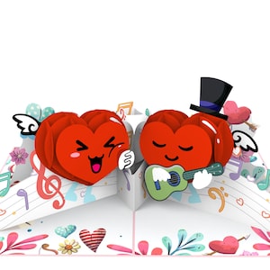 Pop Up Card 3D Love Hearts Heart Suffering Card Greeting 15 x 20 cm