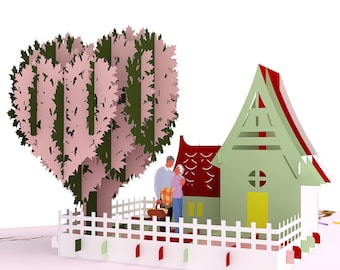 pop up Card 3D Full House living Gift card 15 x 20 cm