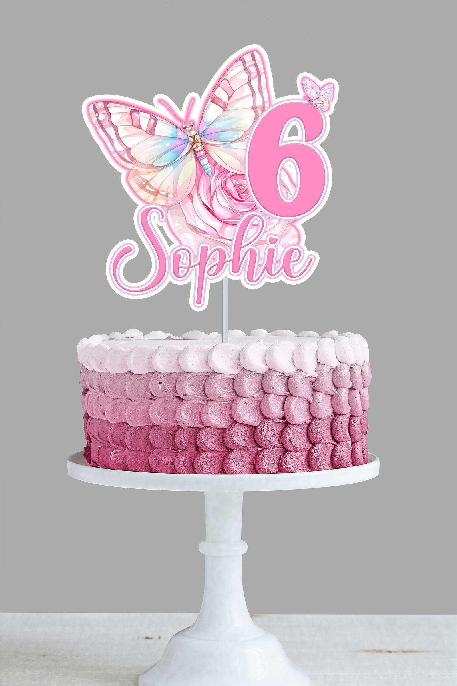 81 Decorazioni Per Torta A Forma Di Farfalla - Rosa E Viola, Con Biglietto Acrilico, Per Compleanni E Baby Shower - 3