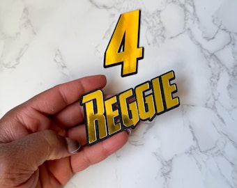 Superhero Name & Age Cake Topper: Custom Cardstock Party Decor