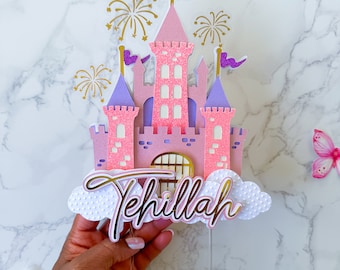 Princess Castle Birthday Cake Topper: Custom Name & Age