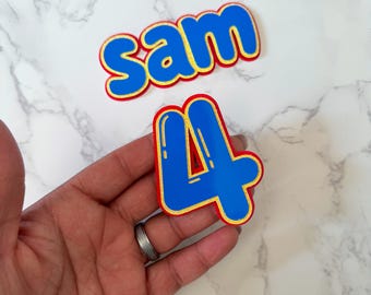 Glitter Name & Age Cake Topper: Custom Birthday Party Decor