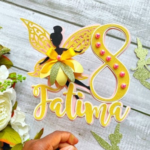 Fairy themed birthday cake topper, fairy birthday cake topper