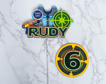 Personalized Laser Tag Cake Topper Set