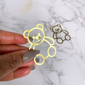 Gold Teddy Bear Cupcake Toppers: Baby Shower Decorations