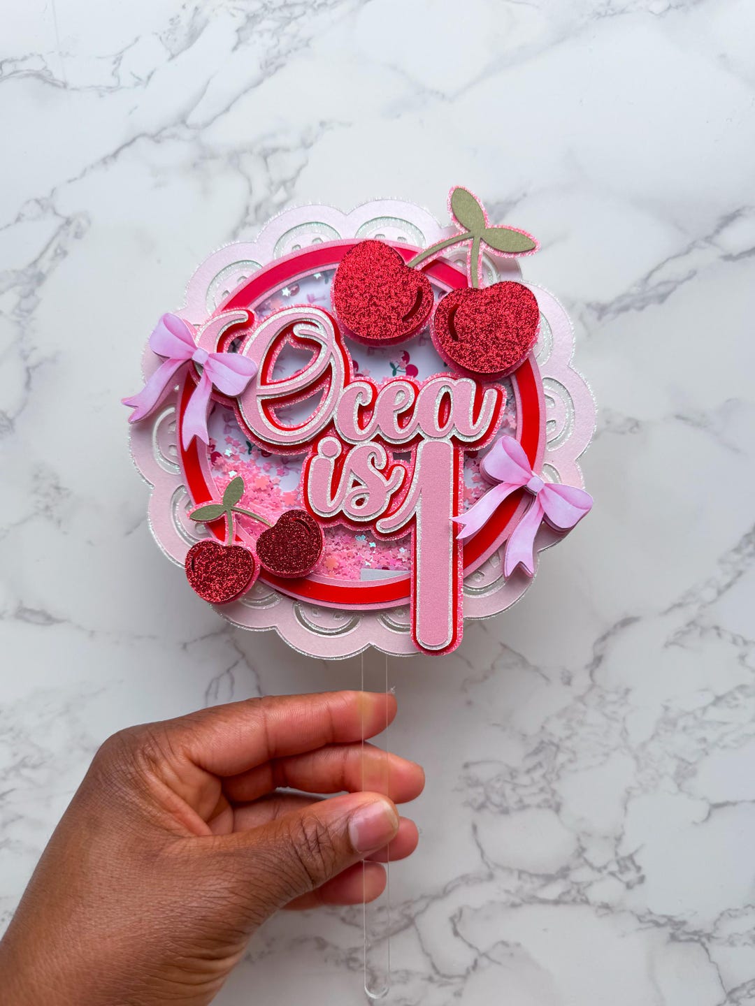 Personalised Cherry on Top Birthday Cake Topper Custom Age & Name - Etsy