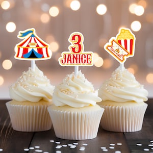 Caketopper en cupcaketoppers met circusthema