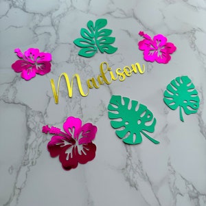 Tropical Leaves and Hibiscus Flower Charm Set