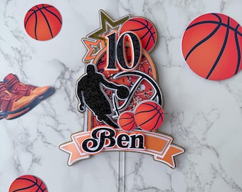Personalized Basketball Birthday Cake Topper, Custom Team Colors