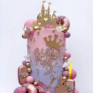Princess Cake Topper Set, Gold Princess Cake Toppers