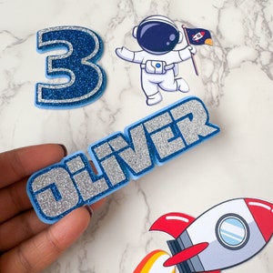 Astronaut cake topper charms, Space cake topper set