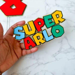 Mario Style Name Cake Topper Charme,