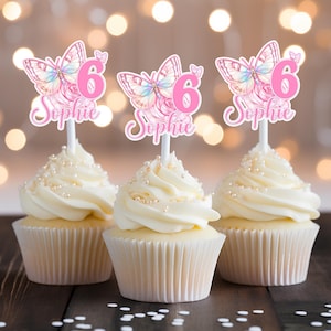 Butterfly Cake Topper and Cupcake Toppers, Pastel Butterfly Cake Topper and Cupcake Toppers bundle