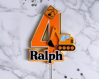 Personalisierte Bagger Cake Topper: Geburtstags-Partydekoration