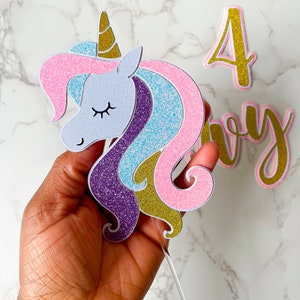 Topper per torta unicorno con età e nome personalizzati