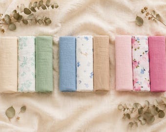 Lot de 3 langes en mousseline pour bébé, 100 % coton | Langes en mousseline, 90 x 100 cm | Bavoirs | Cadeau de naissance, Sunnozy